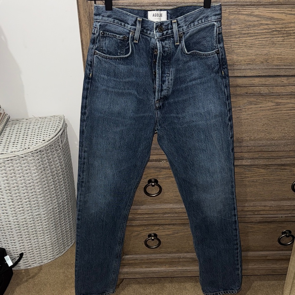 Agolde Dark Blue Straight Jeans